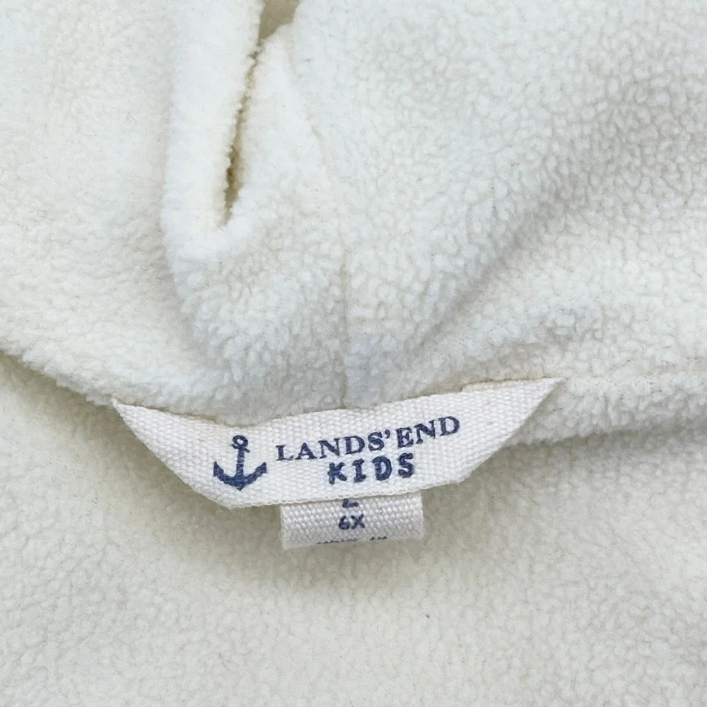 Lands End Teddy Sherpa Hooded Vest Kids 6X Cozy Cabin Minimal Outerwear Layering
